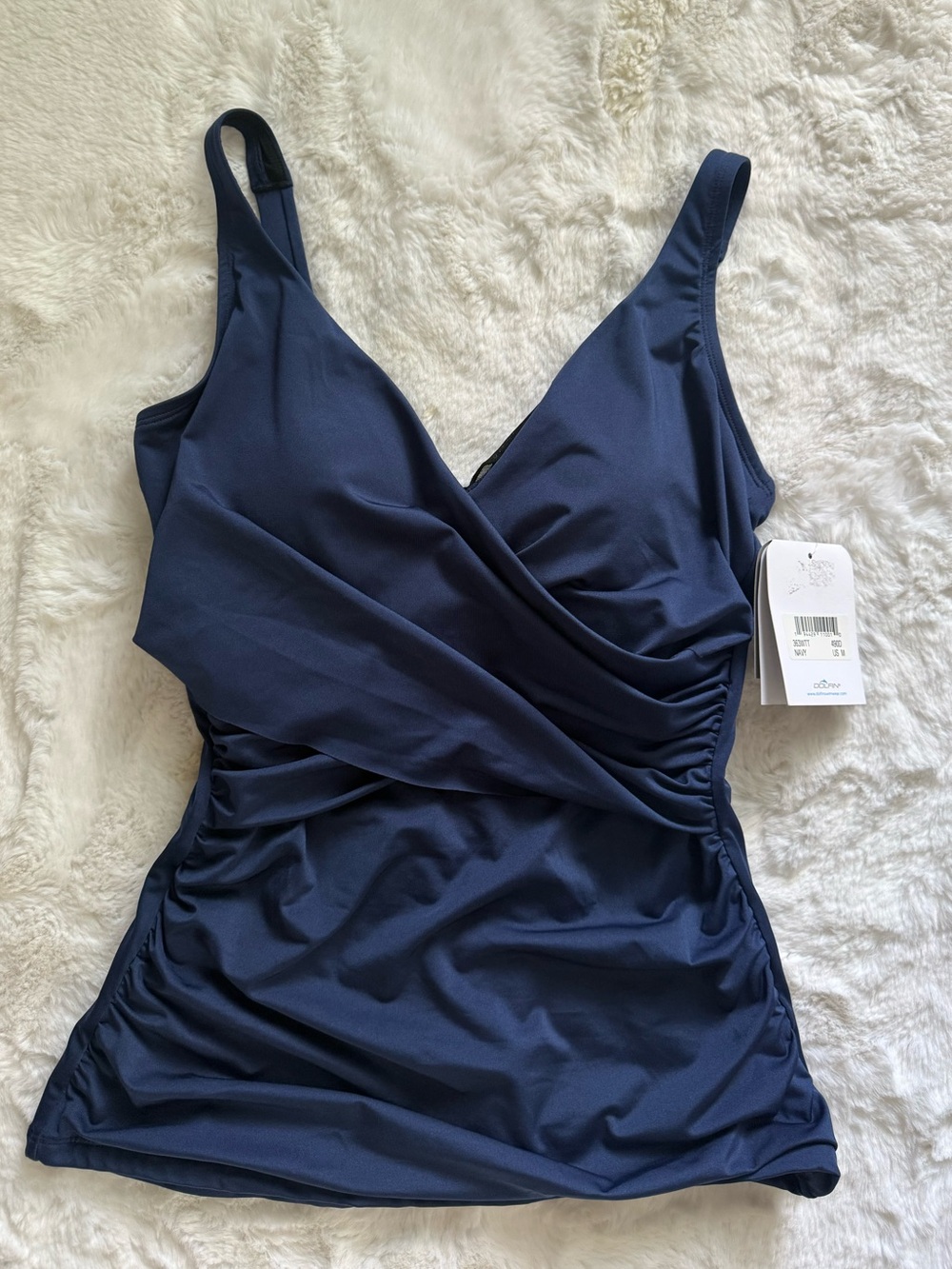 NWT Dolphin Aquashape Wrap Tankini Top~Navy